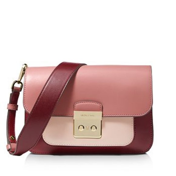 Michael Kors Handbags - Michael Kors Sloan Editor Bag in Burgandy/ Pink